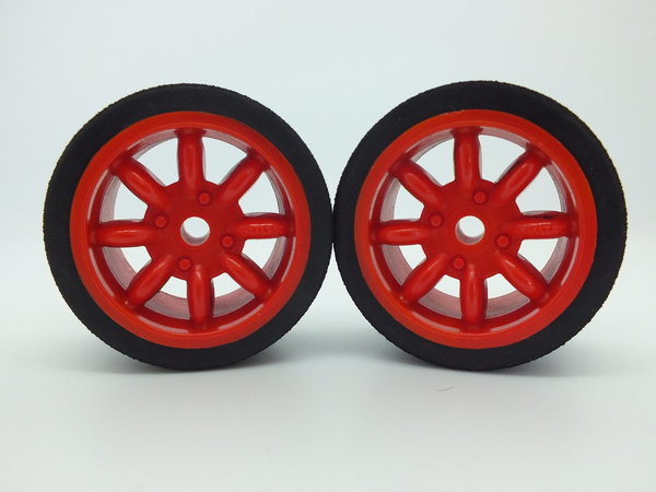 Red Minilite Wheels and Tyres Trued and Glued
