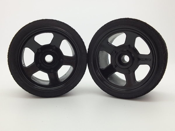 Black Bearing Front 5 Spoke Wheels and Tyres Trued and Glued