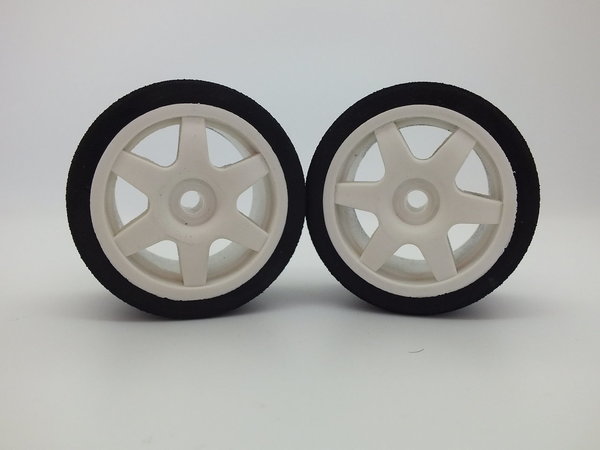 White 6 Spoke Wheels and Tyres Trued and Glued