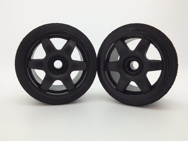 Black Bearing Front 6 Spoke Wheels and Tyres Trued and Glued